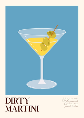Dirty Martini Cocktail Illustration
