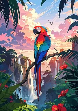 Colorful Parrot in Tropical Paradise