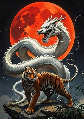Dragon and Tiger Red Moon