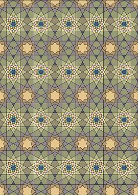 Geometric Pattern with Floral and Star Motifs