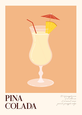 Pina Colada Cocktail Illustration