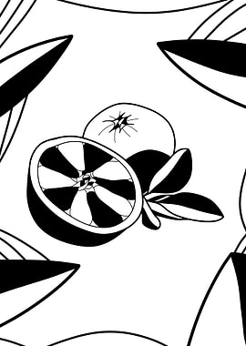 Black and White Citrus Pattern
