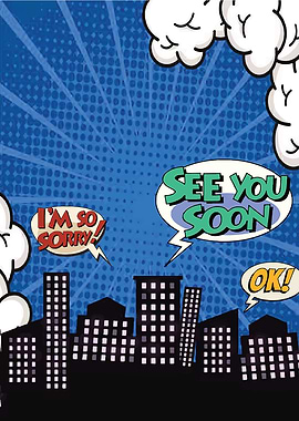 Comic Book Style Cityscape with Bubbles