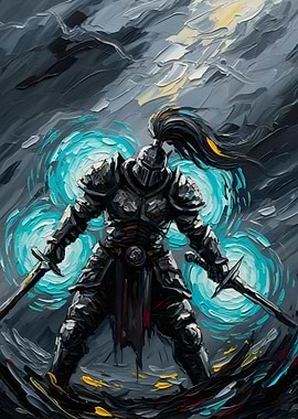Armored Knight with Swords Digital Painting