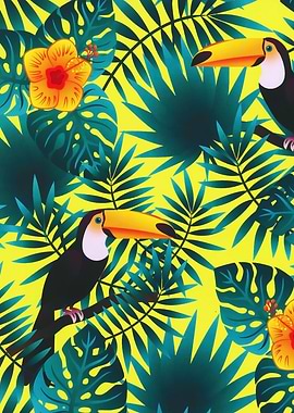 Summer Greenery Tropical Toucan Jungle Foliage