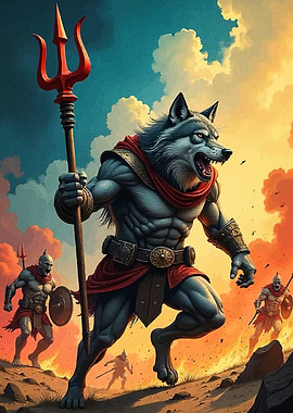 Anthropomorphic Wolf Warrior Trident