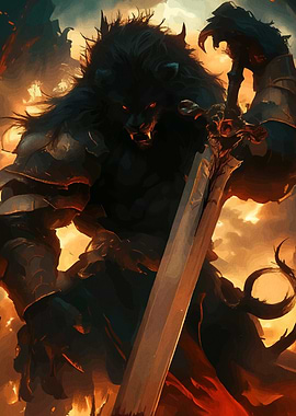 Armored Lion Warrior Sword