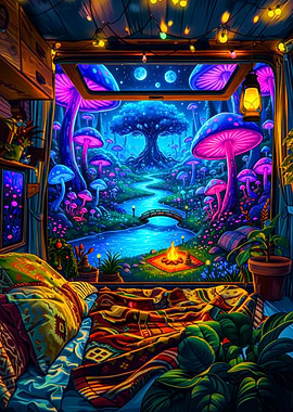 Psychedelic Mushroom Camper