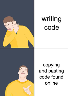 Coding Meme: Writing vs. Copy-Pasting