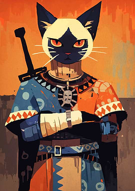 Anthropomorphic Cat Warrior with Sword