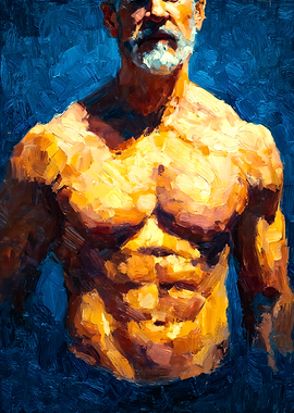 Muscular Gay Silver Man Painting