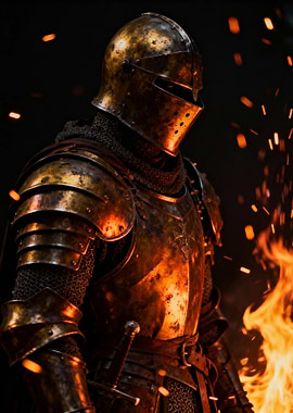 Golden Knight in Firelight