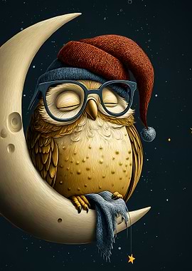 Sleeping Owl on the Moon