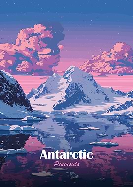 Antarctic Peninsula Pixel Art Landscape