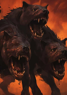 Three-Headed Dog Illustration