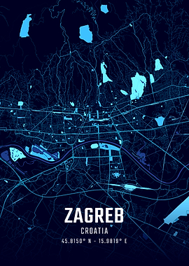 Zagreb Midnight City Map