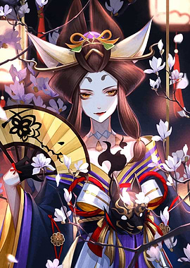 Elegant Kitsune Woman with Fan