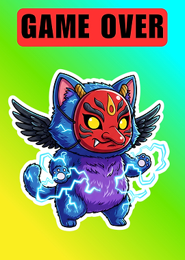 Game Over Cat with Mask