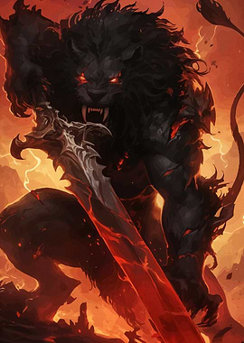 Lion Warrior Fiery Sword