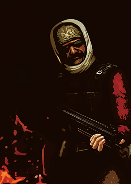 Soldier with Rifle in Dark Setting