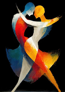 Abstract Dancing Couple Painting