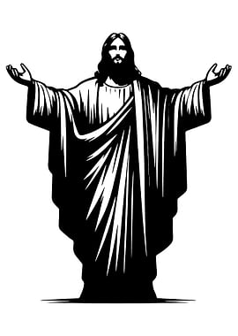 Jesus Christ Black and White Illustration