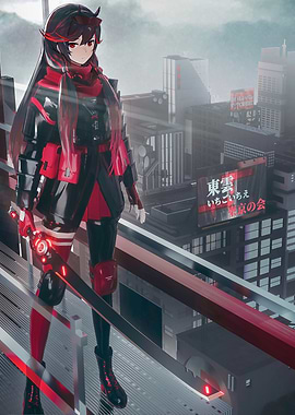 Girl in Futuristic City