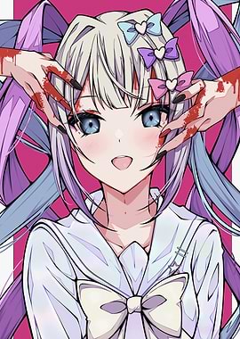 Anime Girl with Bloody Hands