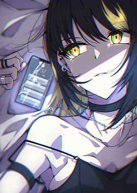 Anime Girl with Broken Phone