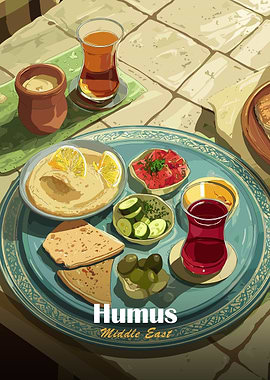 Humus Middle East Food Illustration