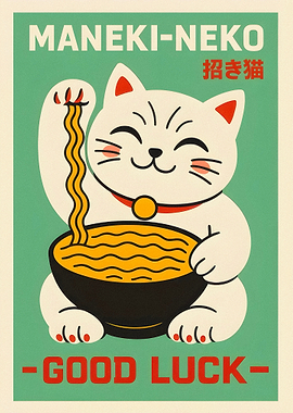 Maneki-Neko Good Luck Poster