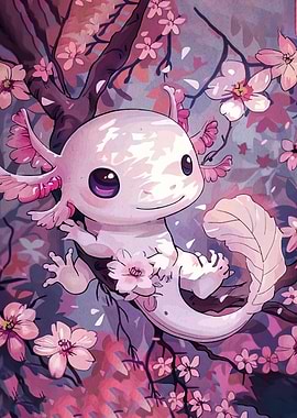 Axolotl in Cherry Blossom Tree