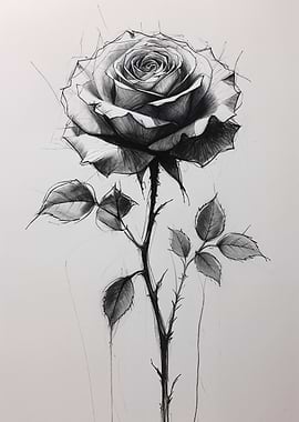 Monochrome Rose Sketch