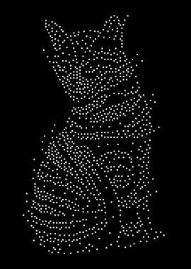 Abstract Cat Silhouette with White Dots
