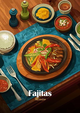 Fajitas Mexico Food Illustration