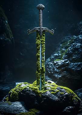 Moss-Covered Sword in Stone