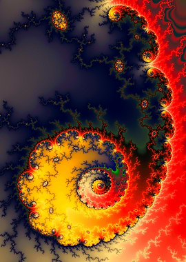 Fractal Spiral in Yellow and Red