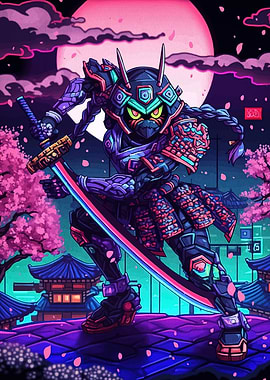Cyberpunk Samurai with Katana