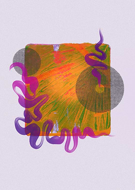 Abstract Square with Purple Swirls