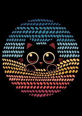 Cozy Retro Cat with Big Eyes