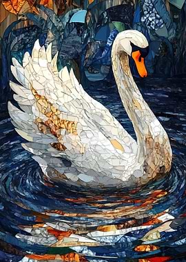Swan in Mosaic Style