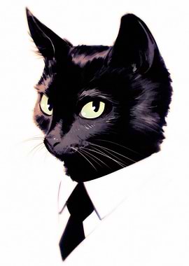 Black Cat in Suit Illustration