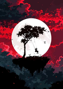 Girl on Swing, Moonlit Fantasy