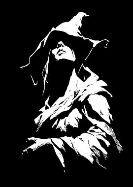 Monochrome Witch Illustration