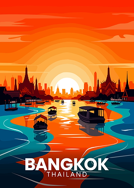 Bangkok Thailand Skyline Sunset Travel