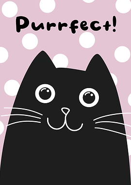 Purrrfect Black Cat Cartoon
