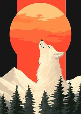 Pixel Art Wolf Howling at Moon