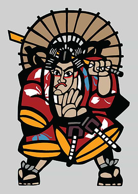 Kabuki Actor with Umbrella