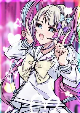 Anime Girl with Colorful Hair