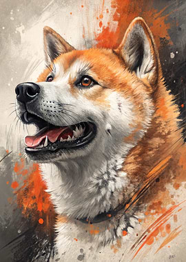 Akita Inu Dog Portrait